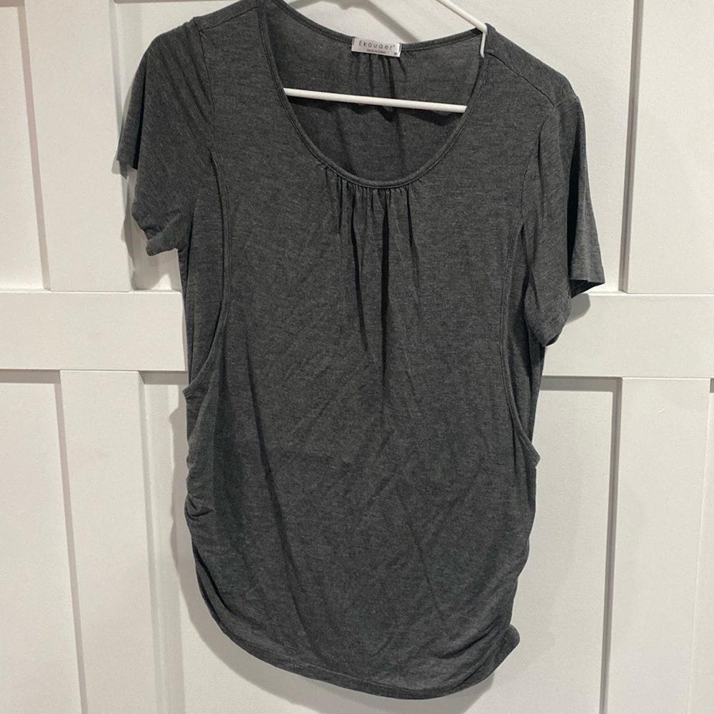 Grey maternity or breastfeeding tee